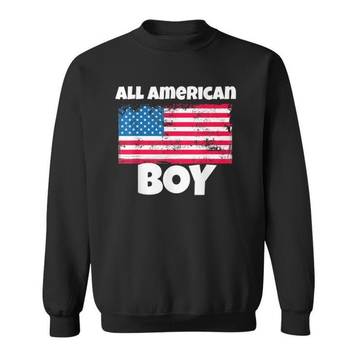 All American Boy Usa Flag Distressed 4Th Of July Sweatshirt