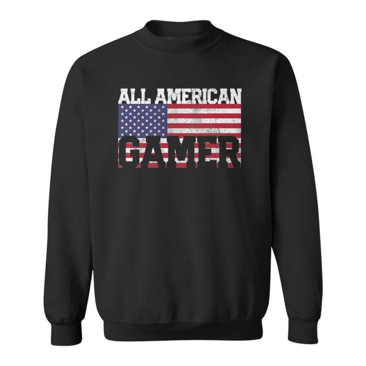 All American Flag Video Gamer July 4Th Boys Kids Men Sweatshirt