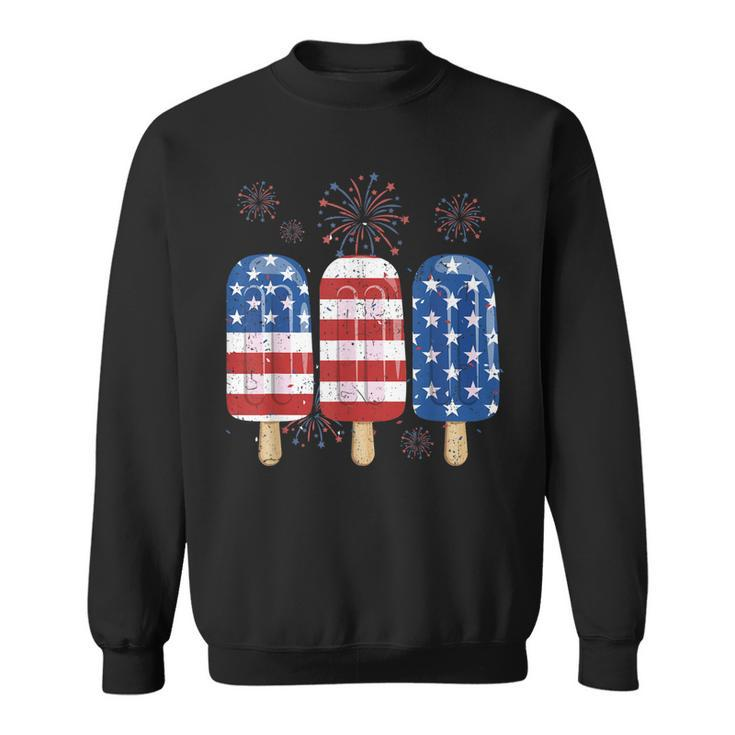 America 4Th Of July Popsicle Ice Cream Us Flag Patriotic  Sweatshirt