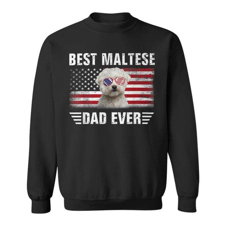 American Flag Best Maltese Dad Ever  Dog Dad Sweatshirt