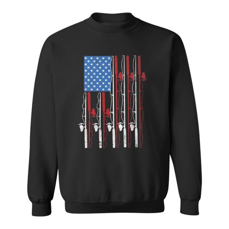 American Flag Fishing Patriotic FishermanFishing Rods Flag Sweatshirt