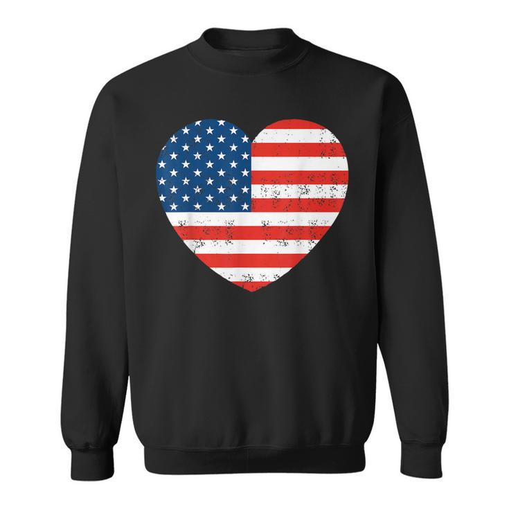 American Flag Heart 4Th Of July Usa Patriotic  V2 Sweatshirt