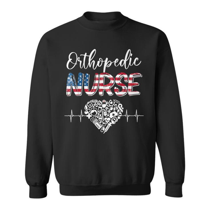 American Flag Stethoscope Orthopedic Nurse Scrub 4Th Of July  Sweatshirt
