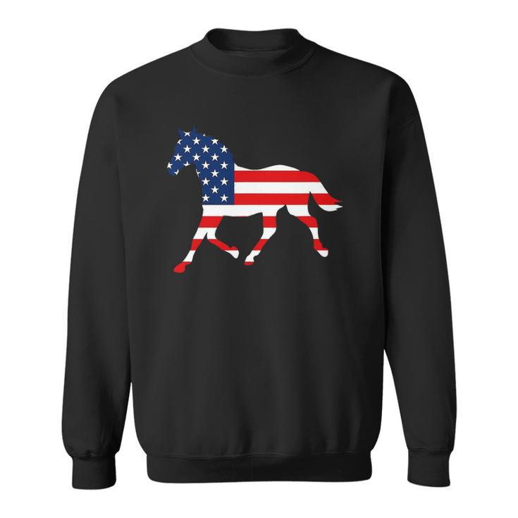 American Patriotic Horse Usa Flag July 4Th Gift Equestrian Sweatshirt