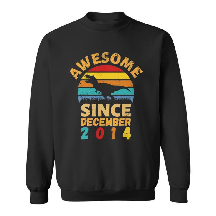 Awesome Since December 2014 Vintage 7Th Birthday Dinosaur Sweatshirt