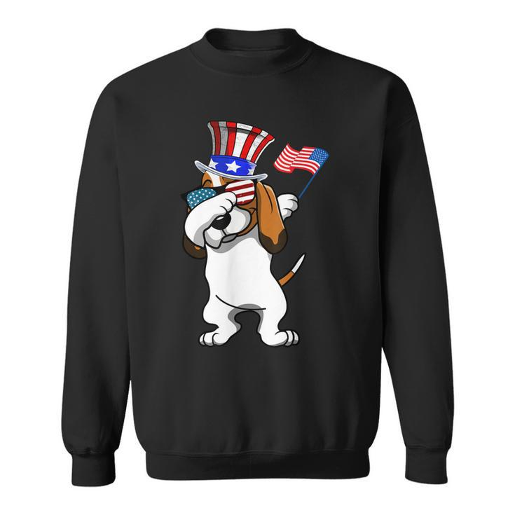 Basset Hound Dabbing Dog Dad 4Th Of July  Sweatshirt