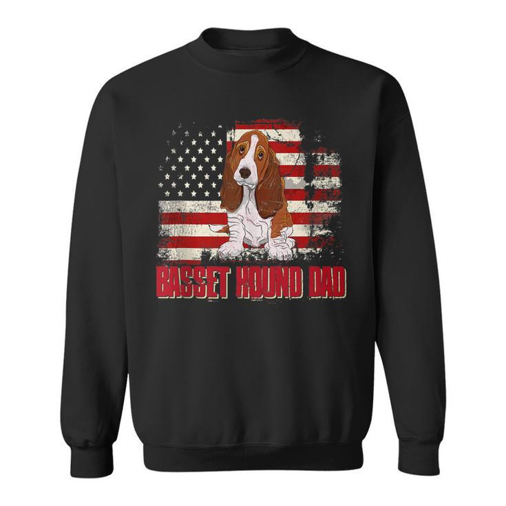 Basset Hound Dad American Flag 4Th Of July Dog Lovers  Sweatshirt