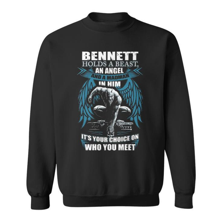 Bennett Name Gift   Bennett And A Mad Man In Him Sweatshirt
