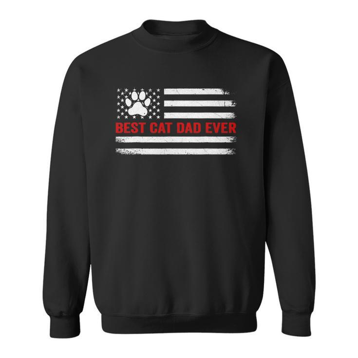 Best Cat Dad Ever American Flag Cat Lovers Funny Fathers Day Sweatshirt