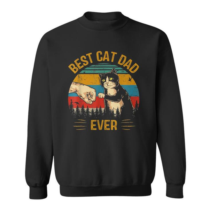 Best Cat Dad Ever Paw Fist Bump Fit Vintage Retro Gift Daddy Sweatshirt