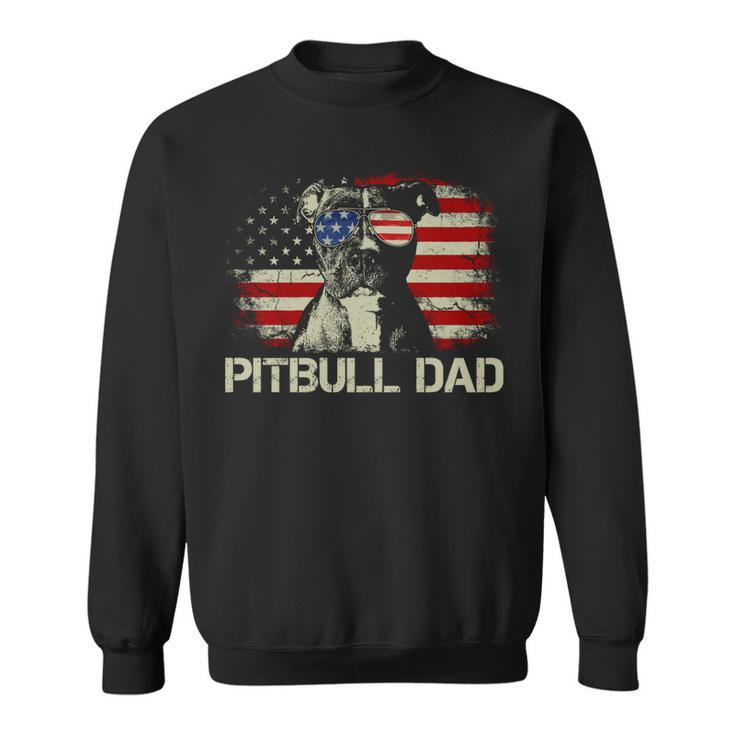 Best Pitbull Dad Ever American Flag 4Th Of July Gift V2 Sweatshirt