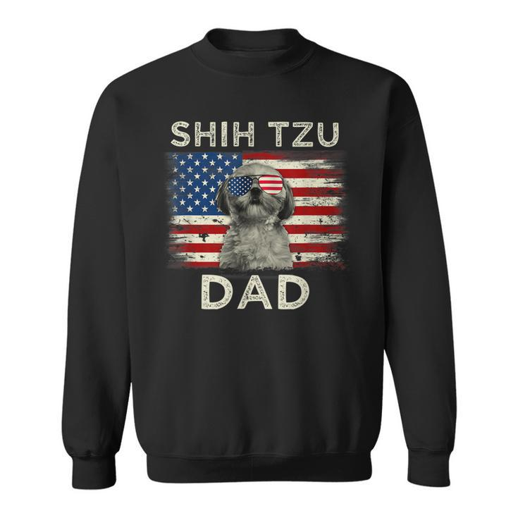 Best Shih Tzu Dad Ever American Flag 4Th Of July Father Day  Sweatshirt