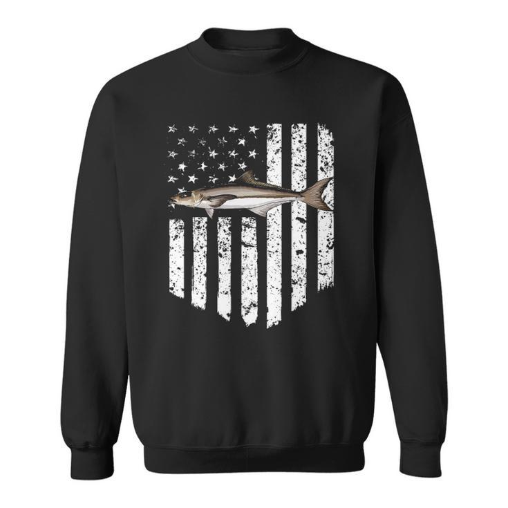 Black White American Flag Cobia 4Th Of July Fish Sweatshirt