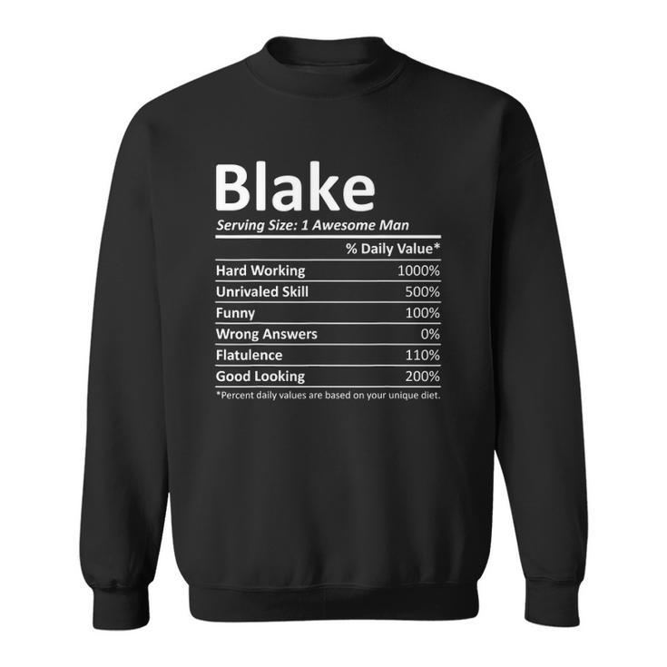 Blake Nutrition Funny Birthday Personalized Name Gift Idea Sweatshirt