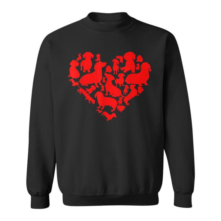 Boy Kid Girl Valentine’S Day Dog Costume Dachshund Mom Dad  Sweatshirt