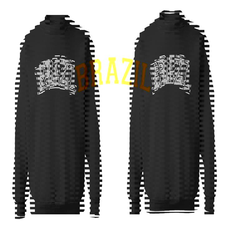 Brazil Varsity Style Amber Text Sweatshirt