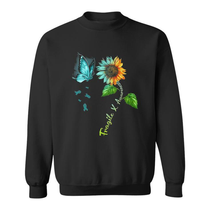 Butterfly Sunflower Fragile X Awareness Syndrome Sweatshirt