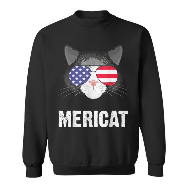 Cat American Flag Independence Day Mericat 4Th Of July  Sweatshirt