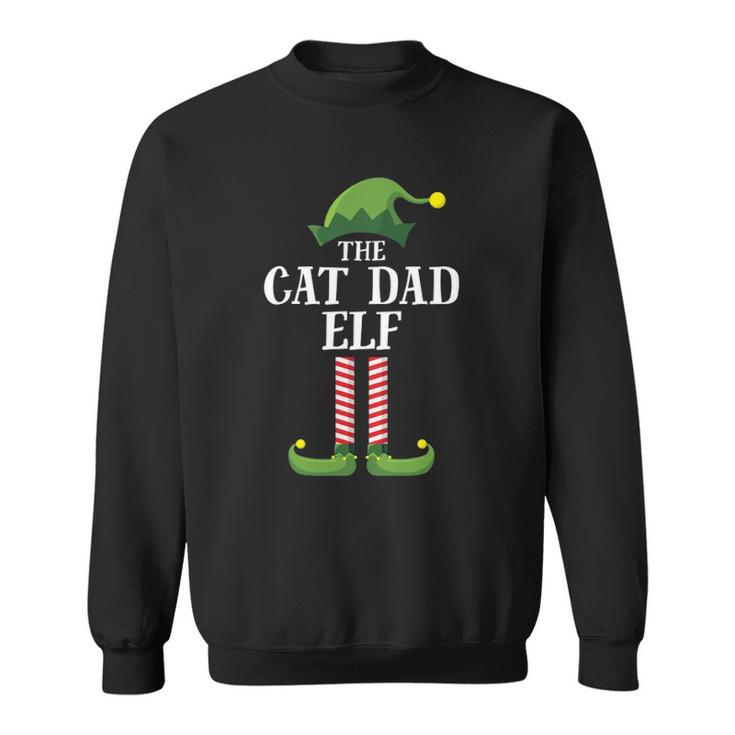 Cat Dad Elf Matching Family Group Christmas Party Pajama Sweatshirt