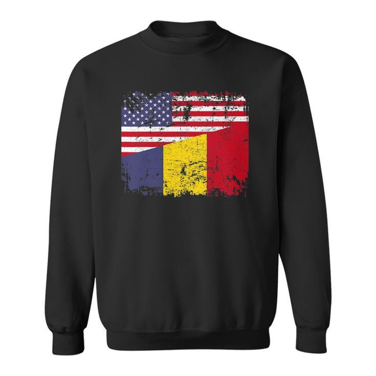 Chadian Roots Half American Flag Usa Chad Flag Sweatshirt