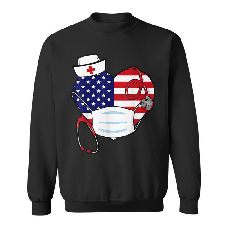 Christmas Nurse America Heart 4Th Of July Of Nurse Fun  Sweatshirt
