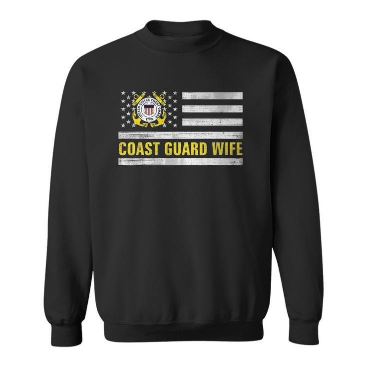 Coast Guard Wife With American Flag Gift For Veteran Day Sweatshirt