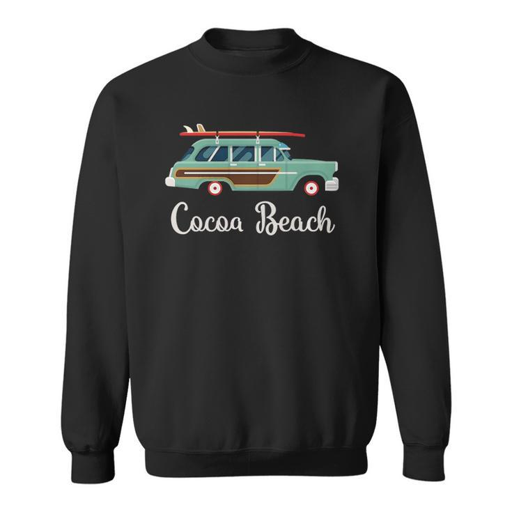 Cocoa Beach Fl Retro Surf Wagon Souvenir Graphic Sweatshirt