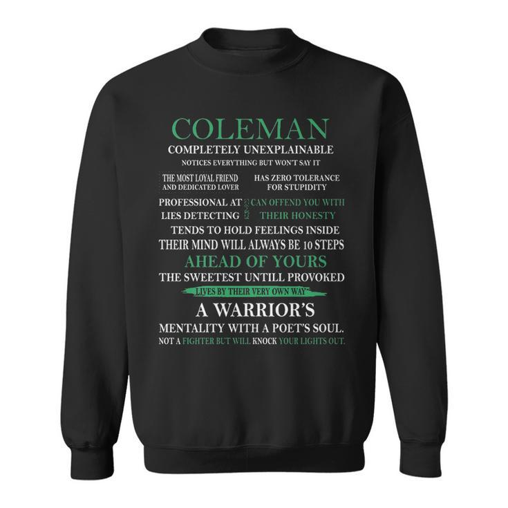 Coleman Name Gift   Coleman Completely Unexplainable Sweatshirt