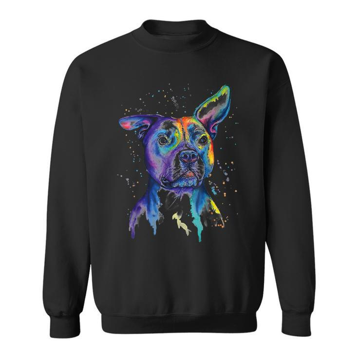 Colorful Pit-Bull Terrier Dog Love-R Dad Mom Boy Girl T-Shirt Sweatshirt