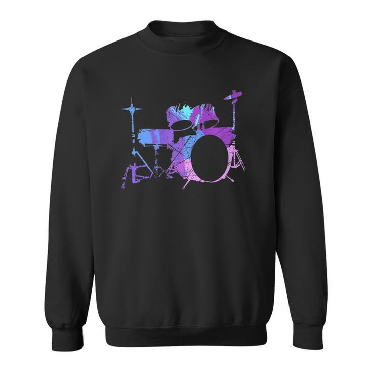 Cool Drum Kit Percussion Vintage Retro Drummer Costume  Sweatshirt