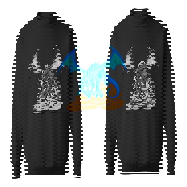 Cute Blue Dragon And His Cookie Treasure Hoard  Sweatshirt