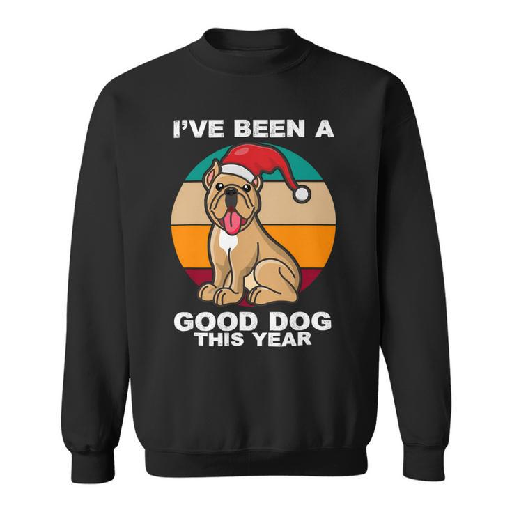 Cute Dog Christmas Pit Bull Terrier Santa Hat Retro Vintage T-Shirt Sweatshirt