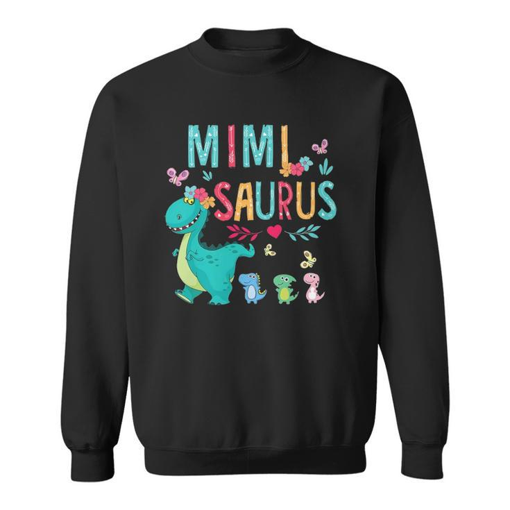 Cute Mimisaurus Flower Butterfly Dinosaur Mothers Day Sweatshirt