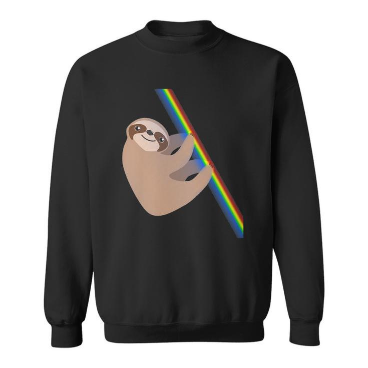 Cute Sloth Design - New Sloth Climbing A Rainbow Sweatshirt