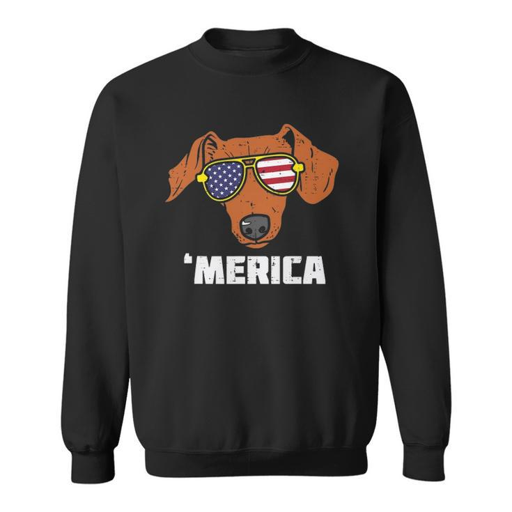 Dachshund Wiener American Usa Flag 4Th Of July Fourth Dog Sweatshirt