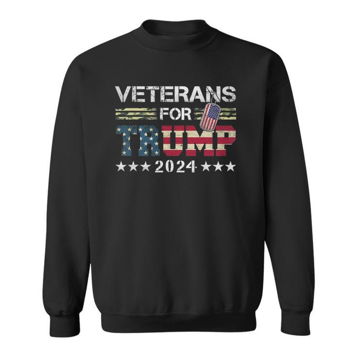 Dad Grandpa Veterans For Trump 2024 American Flag Camo Sweatshirt