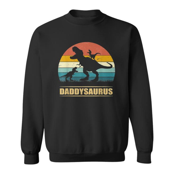 Daddy Dinosaur Daddysaurus 2 Two Kids Gift For Dad Classic Sweatshirt