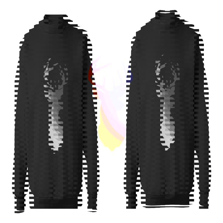 Deer Groovy Stripes Deer Head  Sweatshirt