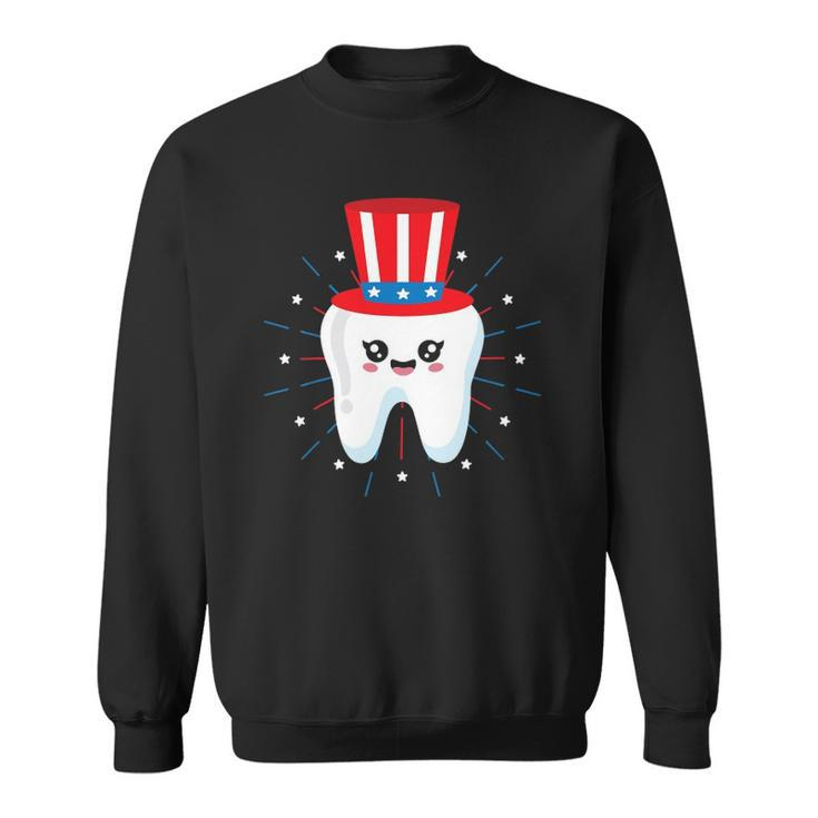 Dental Tooth Uncle Sam Hat 4Th Of July Usa Flag Dentist Gift Sweatshirt