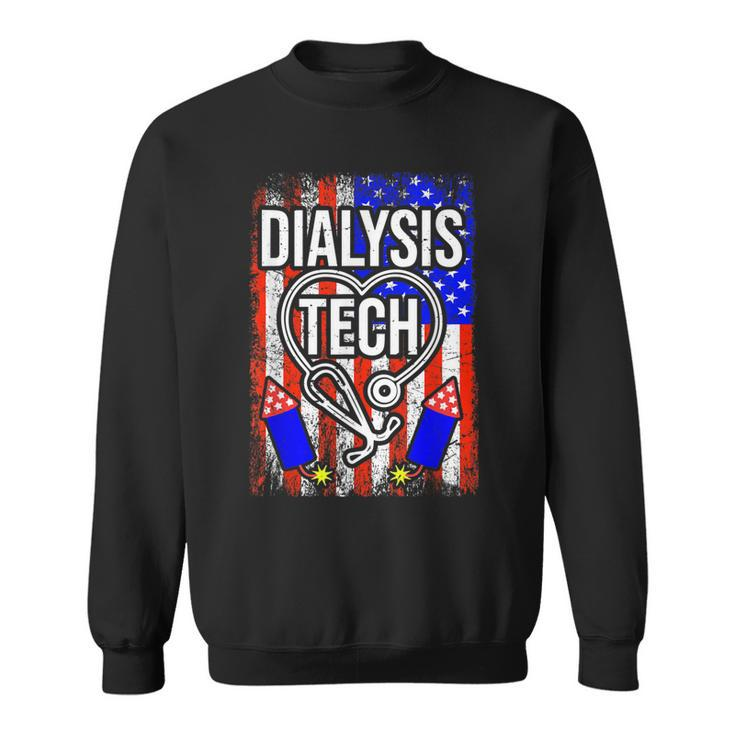 Dialysis Tech 4Th Of July American Flag Stethoscope Sparkler  Sweatshirt