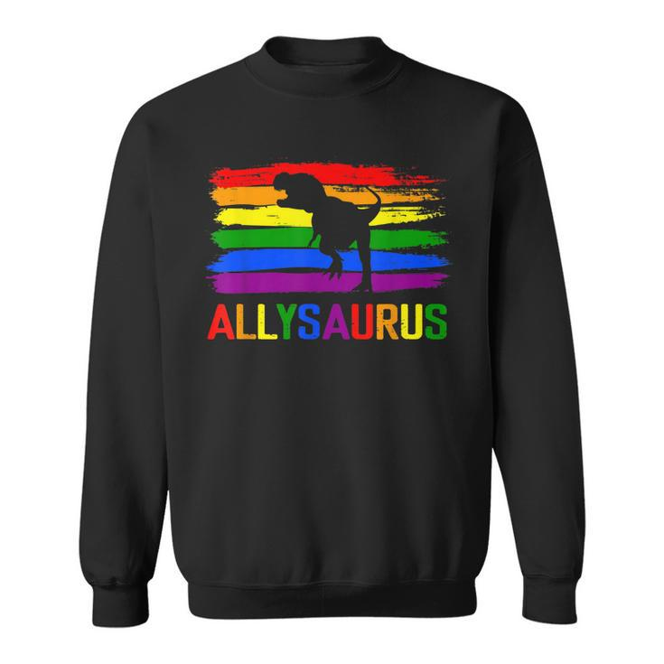 Dinosaur Lgbt Gay Pride Flag Allysaurus Ally T Rex Men Boys  Sweatshirt
