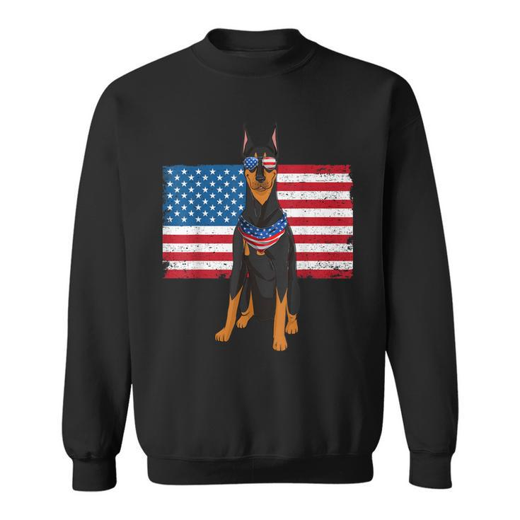 Doberman Dad & Mom American Flag 4Th Of July Usa Funny Dog  Sweatshirt