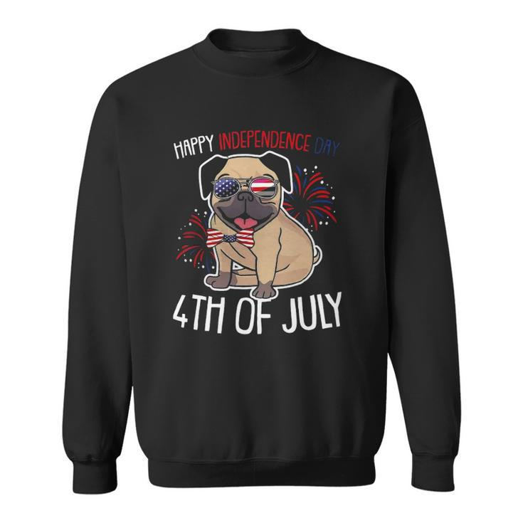 Dog Pug Happy 4Th Of July Usa American Flag Merica Sweatshirt