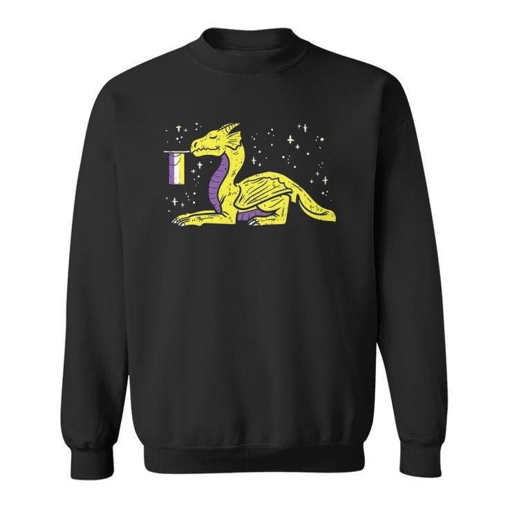 Dragon Mythical Animal Lgbtq Non-Binary Flag Genderqueer Sweatshirt