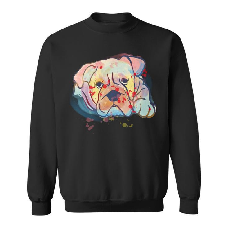 English Bulldog Abstract Watercolor Graphic Design  Sweatshirt