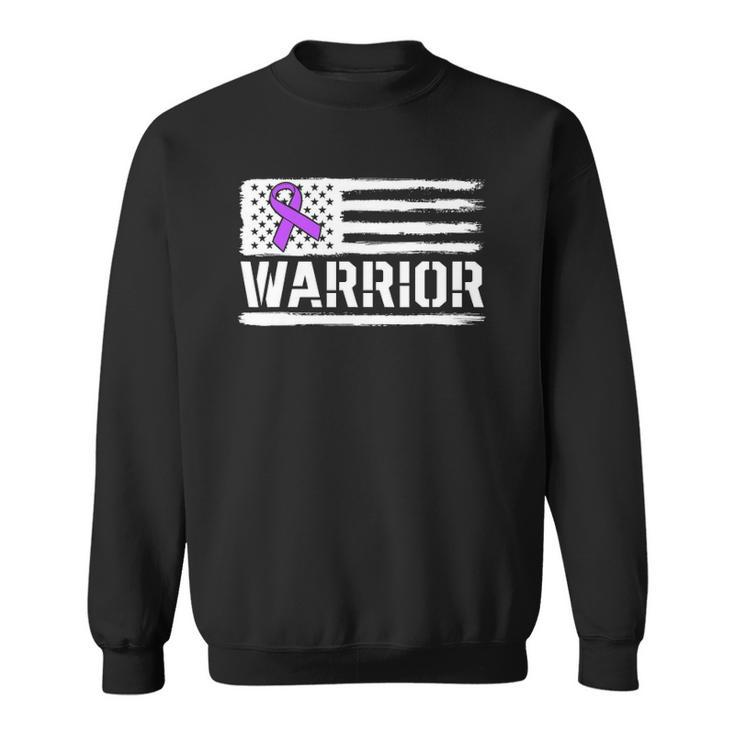 Epilepsy Warrior Gift Purple American Flag Awareness Ribbon Sweatshirt
