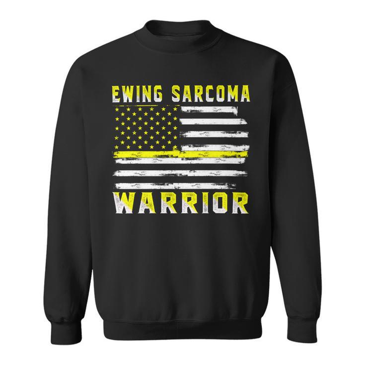 Ewings Sarcoma Warrior Usa Flag  United States Flag  Yellow Ribbon  Ewings Sarcoma  Ewings Sarcoma Awareness Sweatshirt