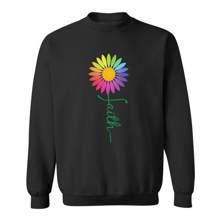 Faith Cross Flower Rainbow Christian Gift Sweatshirt