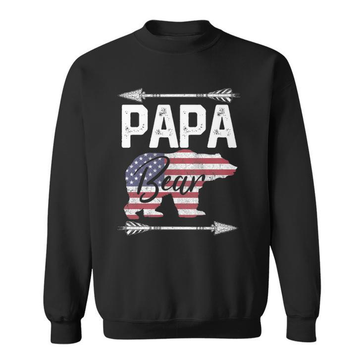 Fathers Day Gift Papa Bear Dad Grandpa Usa Flag July 4Th Sweatshirt