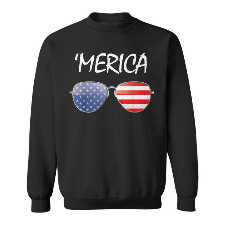 Fourth Of July 4Th July Us America Flag Kids Boys Merica  Sweatshirt